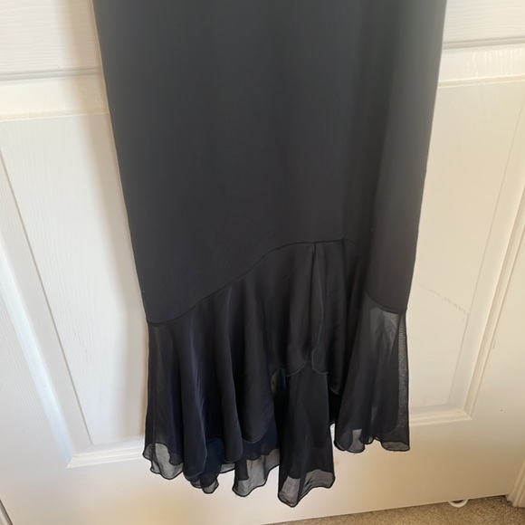 NWT Black formal evening gown with spaghetti straps and embroidered design - Picture 2 of 4